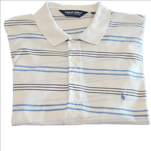 Polo by Ralph Lauren Men's Striped Polo Shirt White Blue